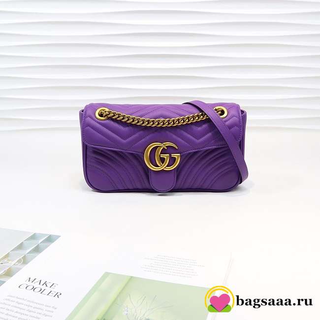 Gucci Marmont Small Matelassé Shoulder Bag Purple 26cm 443497 Bagsaa - 1