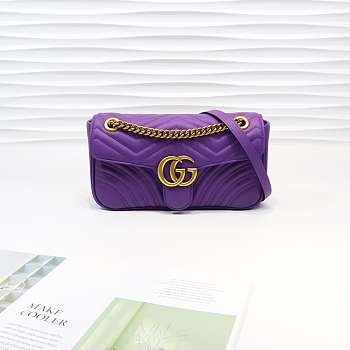 Gucci Marmont Small Matelassé Shoulder Bag Purple 26cm 443497 Bagsaa