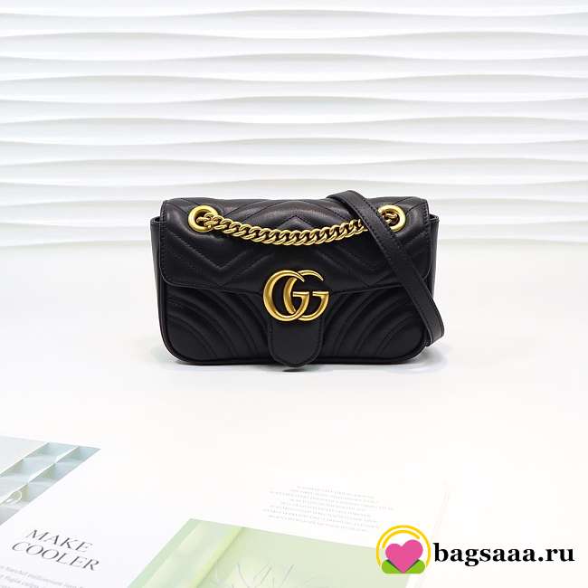 Gucci Marmont Mini Matelassé Shoulder Bag Black 23cm 446744 Bagsaaa - 1