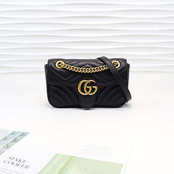Gucci Marmont Mini Matelassé Shoulder Bag Black 23cm 446744 Bagsaa