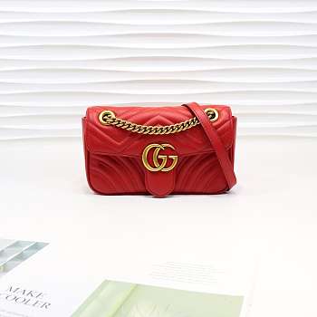 Gucci Marmont Mini Matelassé Shoulder Bag Red 23cm 446744 Bagsaa