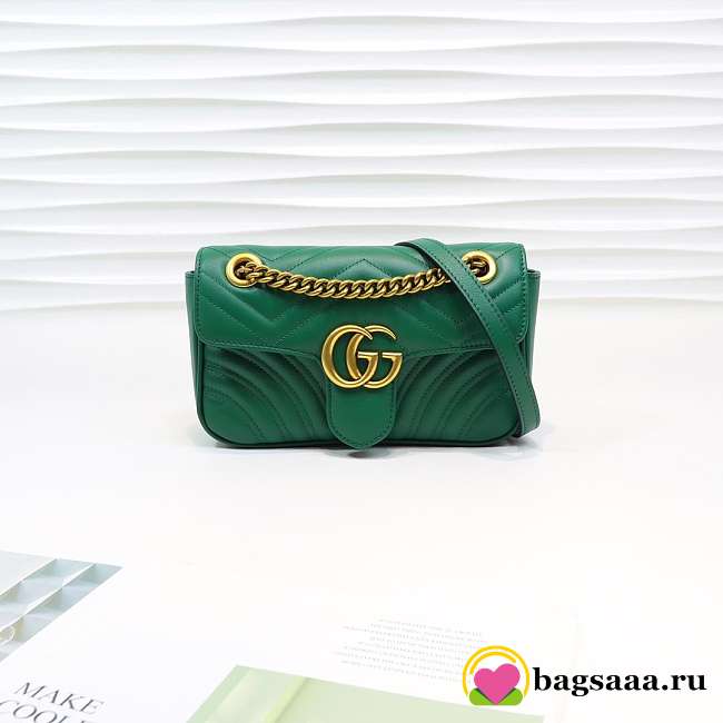 Gucci Marmont Mini Matelassé Shoulder Bag Green 23cm 446744 Bagsaa - 1