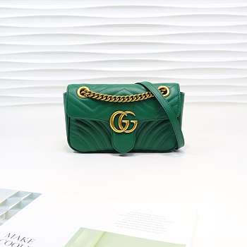 Gucci Marmont Mini Matelassé Shoulder Bag Green 23cm 446744 Bagsaa