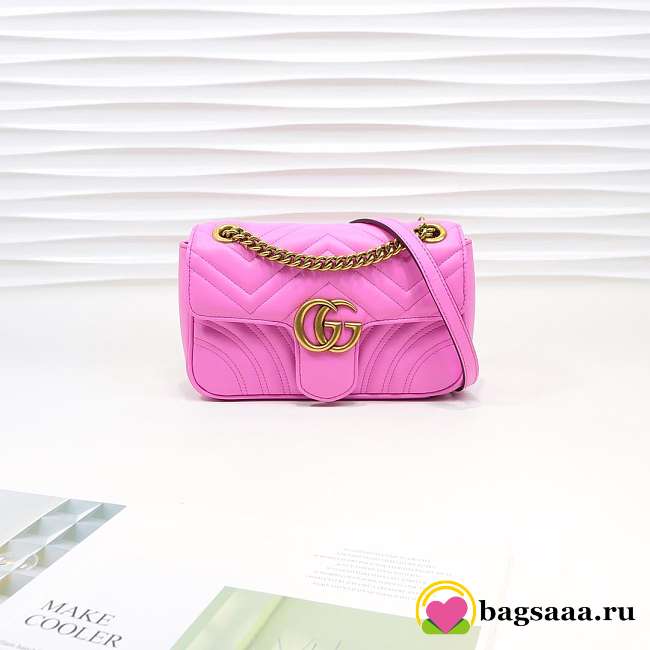 Gucci Marmont Mini Matelassé Shoulder Bag Roes Red 23cm 446744 Bagsaa - 1