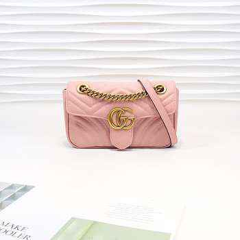 Gucci Marmont Mini Matelassé Shoulder Bag Pink 23cm 446744 Bagsaa