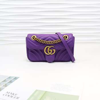 Gucci Marmont Mini Matelassé Shoulder Bag Purple 23cm 446744 Bagsaa