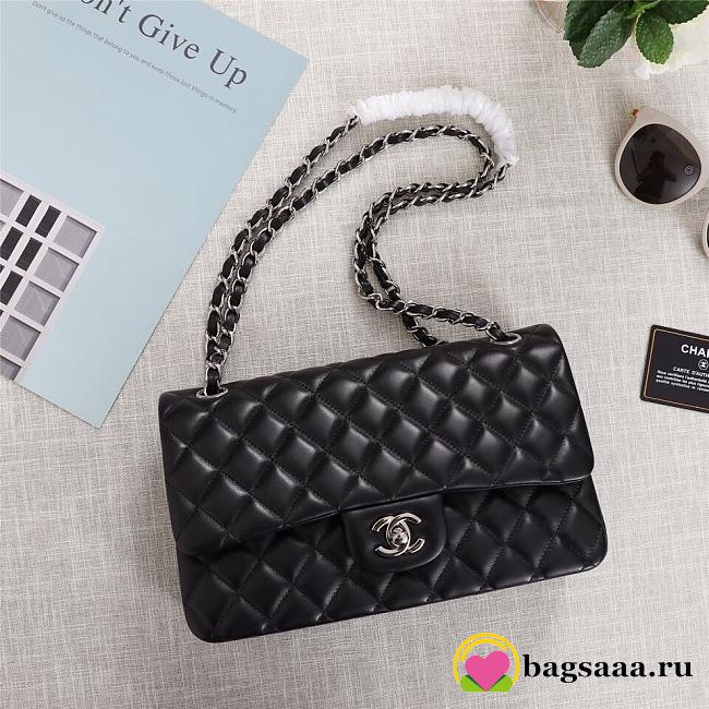 Chanel Flap Bag 25cm Black Silver Hardware Bagsaa - 1