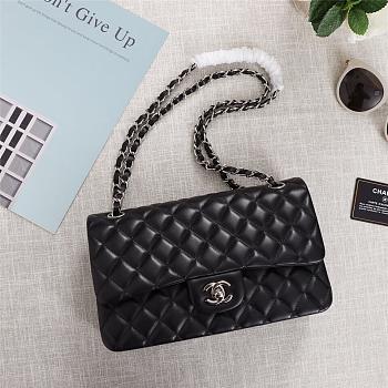 Chanel Flap Bag 25cm Black Silver Hardware Bagsaa