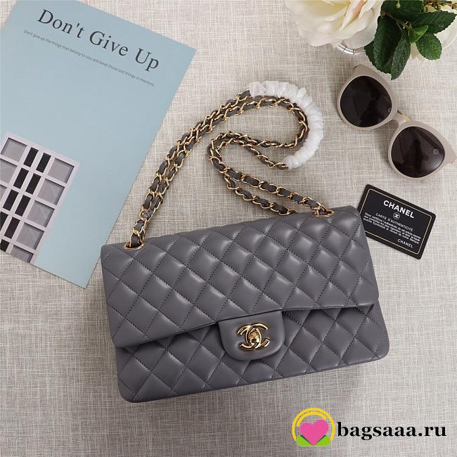Chanel Flap Bag 25cm Gray Gold Hardware Bagsaa - 1