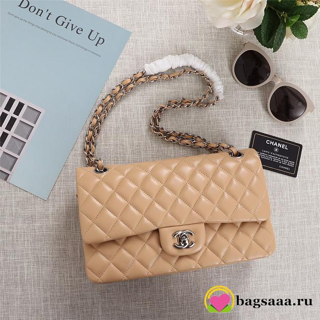 Chanel Flap Bag 25cm Apricot Silver Hardware Bagsaa - 1