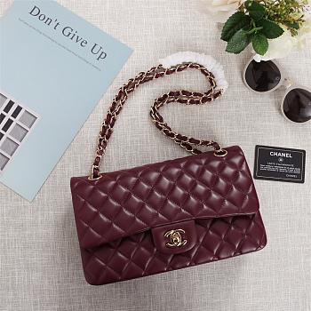 Chanel Flap Bag 25cm Wine Red Gold Hardware Bagsaa