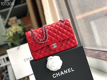 Chanel Flap Bag 25cm Red Silver Hardware Bagsaa