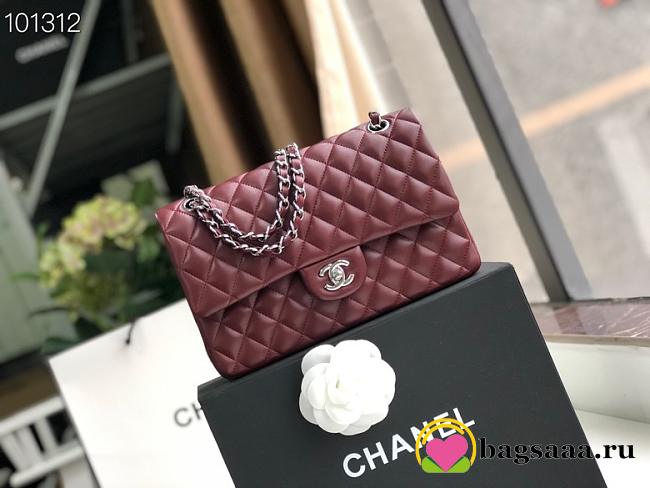 Chanel Flap Bag 25cm Wine Red Silver Hardware - 1