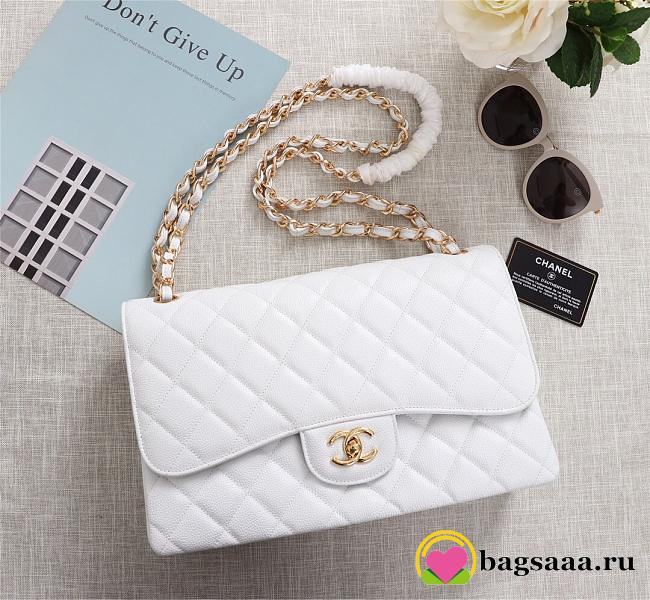 Chanel Flap Bag 1113 30cm Cavier White Gold Hardware - 1
