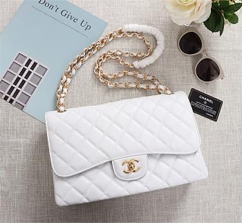 Chanel Flap Bag 1113 30cm Cavier White Gold Hardware