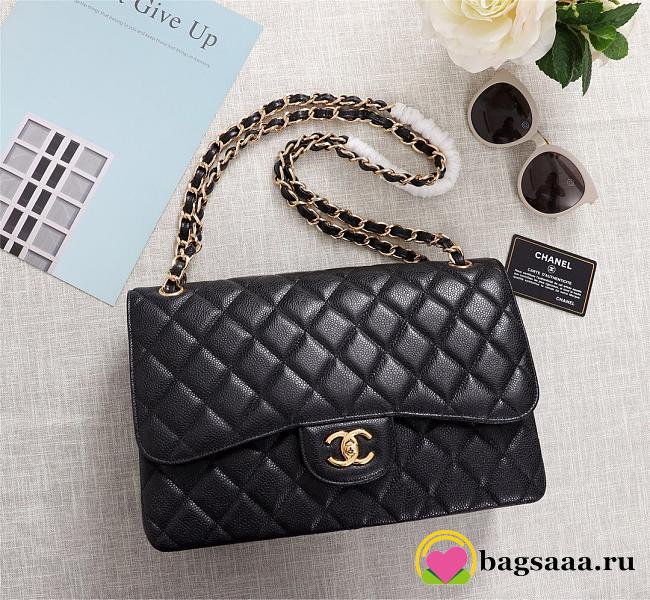 Chanel Flap Bag 1113 30cm Cavier Black Gold Hardware - 1