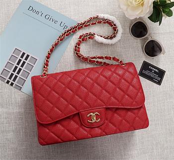 Chanel Flap Bag 1113 30cm Cavier Red Gold Hardware