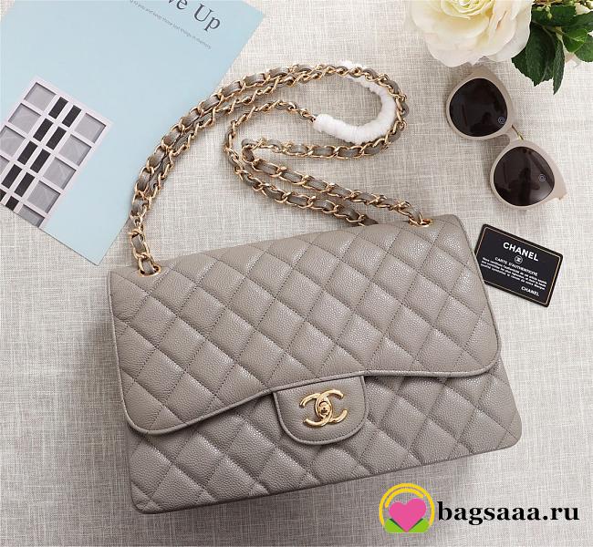 Chanel Flap Bag 1113 30cm Cavier Gray Gold Hardware - 1