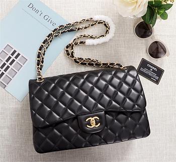 Chanel Flap Bag 1113 30cm Lambskin Black Gold Hardware