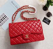 Chanel Flap Bag 1113 30cm Lambskin Red Gold Hardware - 1