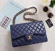 Chanel Flap Bag 1113 30cm Lambskin Blue Gold Hardware - 1