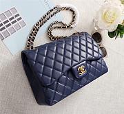 Chanel Flap Bag 1113 30cm Lambskin Blue Gold Hardware - 6