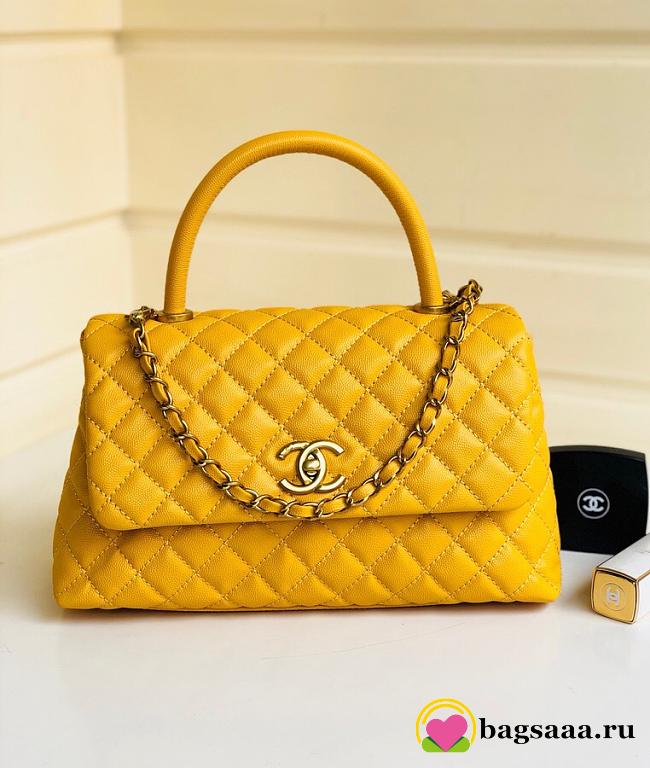 Chanel Coco Handle Gold Caviar Yellow 28 cm - 1