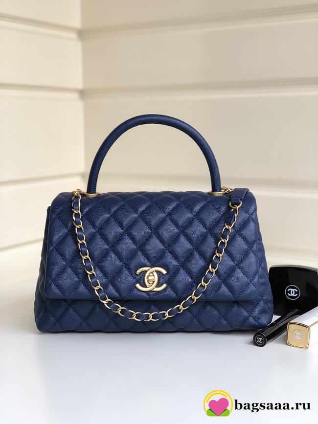 Chanel Coco Handle Gold Caviar Blue 28 cm - 1