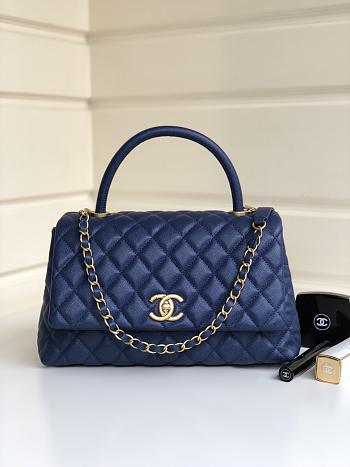 Chanel Coco Handle Gold Caviar Blue 28 cm
