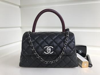 Chanel Coco Handle Silver Caviar Black 24cm
