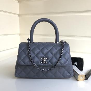 Chanel Coco Handle Silver Caviar Grey 24 cm
