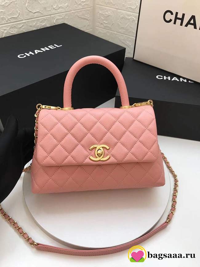 Chanel Coco Handle Gold Caviar Pink 24 Cm - 1