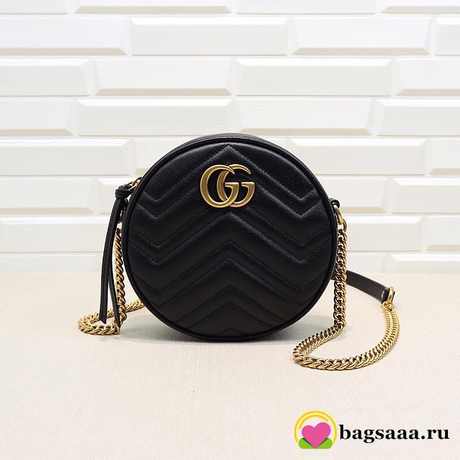 Gucci GG Marmont mini round shoulder bag Black 550154 - 1