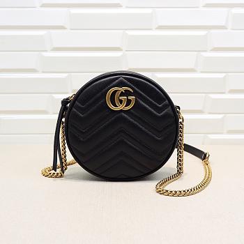 Gucci GG Marmont mini round shoulder bag Black 550154