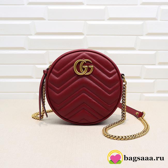 Gucci GG Marmont mini round shoulder bag Red 550154 - 1