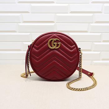 Gucci GG Marmont mini round shoulder bag Red 550154