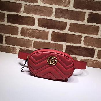 GG Marmont matelassé leather belt Red bag 476434