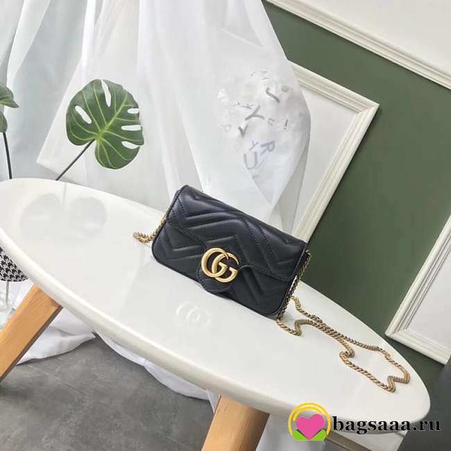 Gucci Super Mini GG Marmont Bag 17CM Black - 1