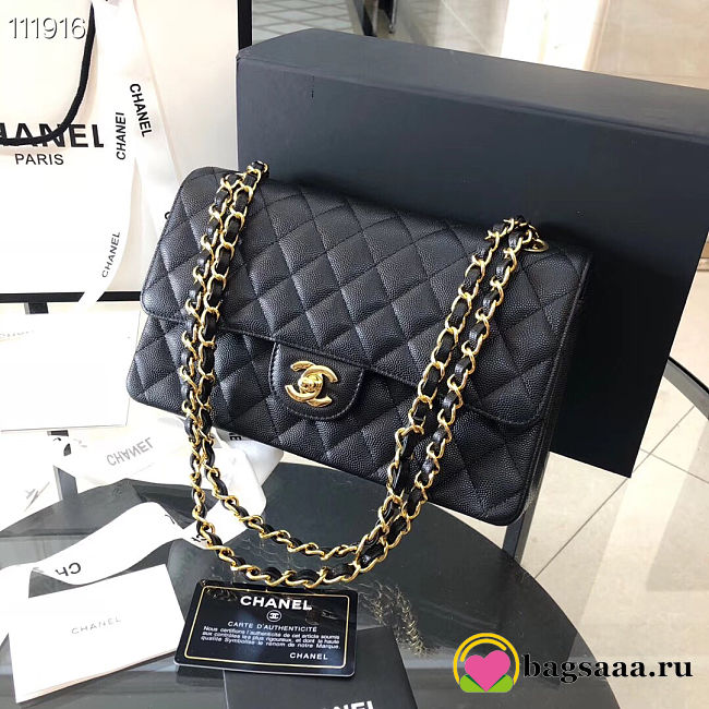 Chanel Flap Bag Caviar in Black 25cm with Gold Hardware - 1