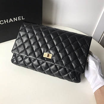 Chanel Palm print calfskin clutch bag Black