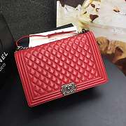 Chanel Leboy bag Lambskin silver hardware Red - 1