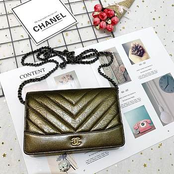 Chanel Chevron Crinkled Calfskin Gabrielle Woc bag