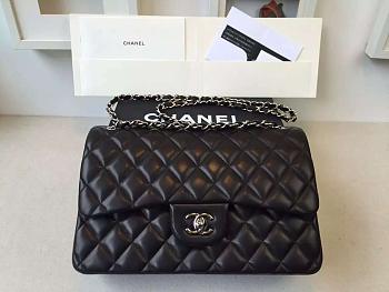 Chanel Lambskin Flap Bag in Black 30cm with Sliver Hardware