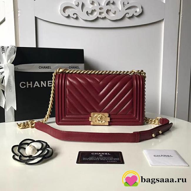 Chanel Leboy Lambskin 25cm Wine Red - 1