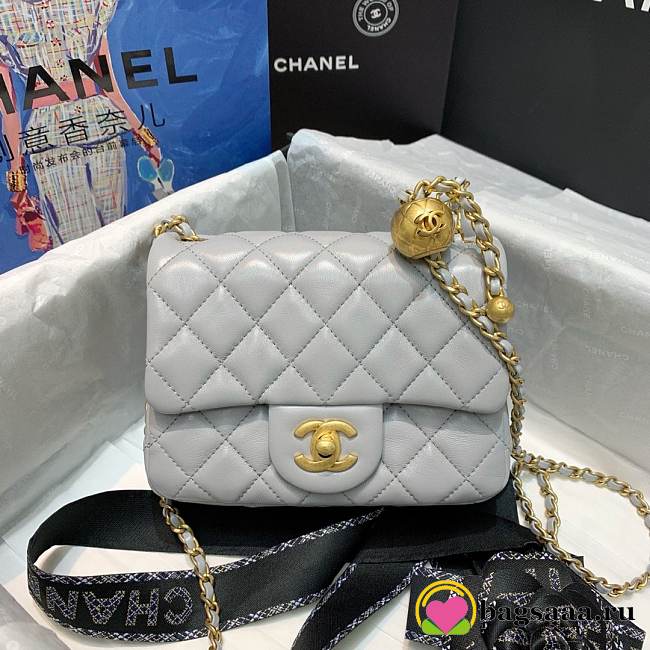 Chanel Mini Flap Bag 17cm Gray - 1