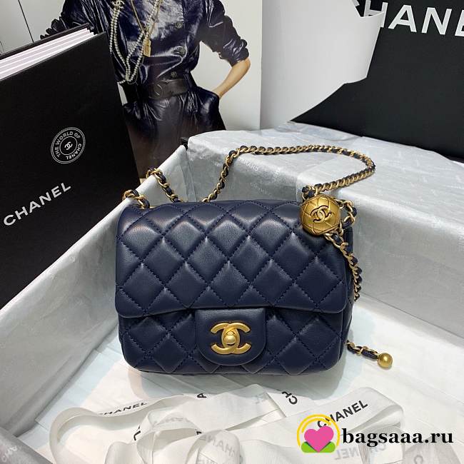 Chanel Mini Flap Bag 17cm Navy Blue - 1