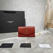 YSL Saint Laurent UPTOWN Chain Wallet Red - 1