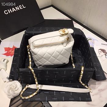 Chanel Lambskin Gold Metal Pink Small Hobo Bag white