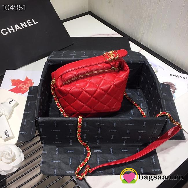 Chanel Lambskin Gold Metal Pink Small Hobo Bag red - 1