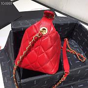Chanel Lambskin Gold Metal Pink Small Hobo Bag red - 3